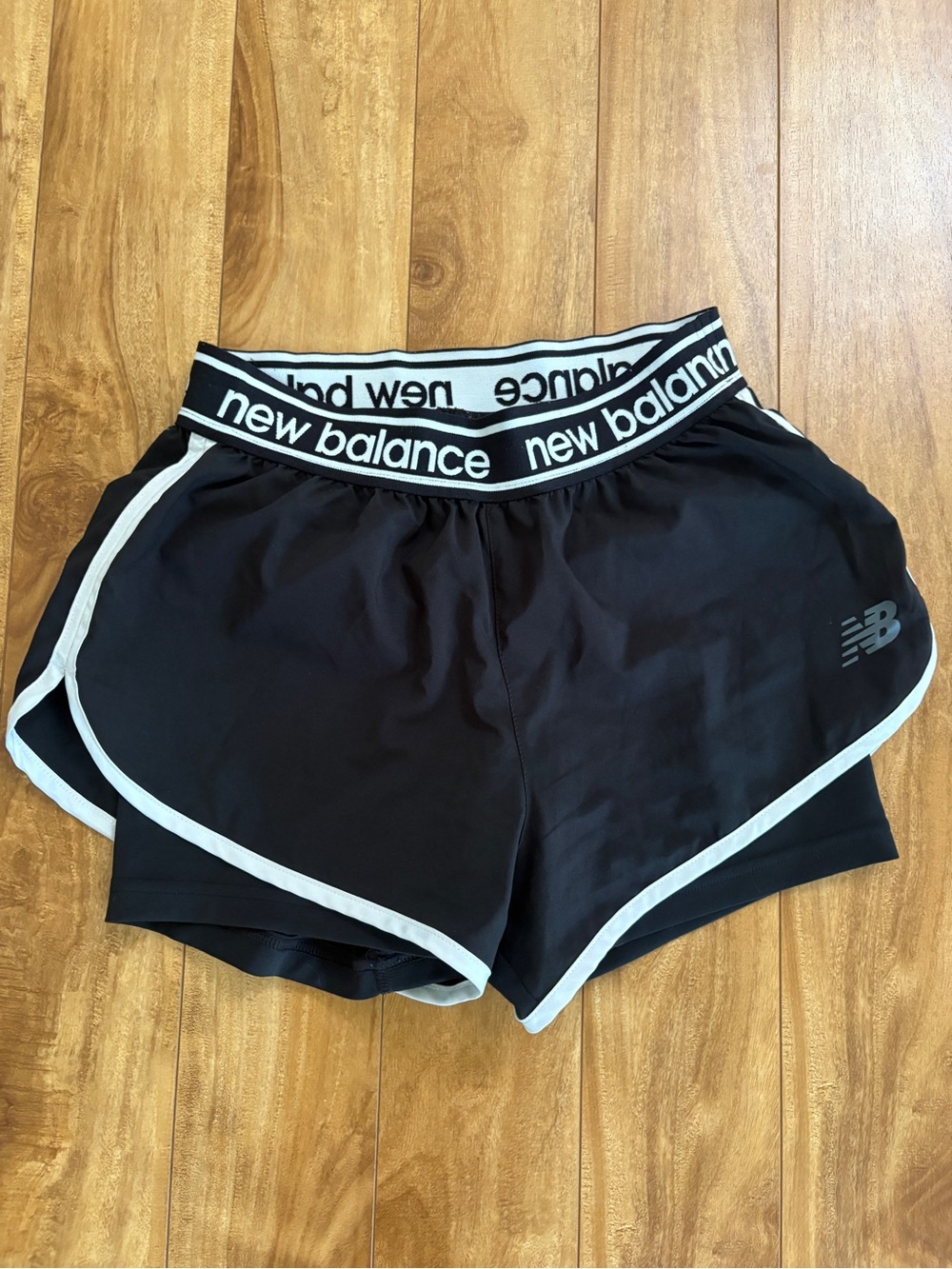 New Balance Black Athletic Shorts with White Trim